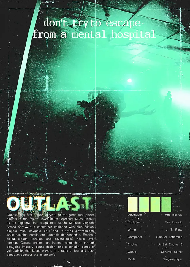 Outlast: Yeşil Kamera Görüntüsünde Kaçış metal tablo