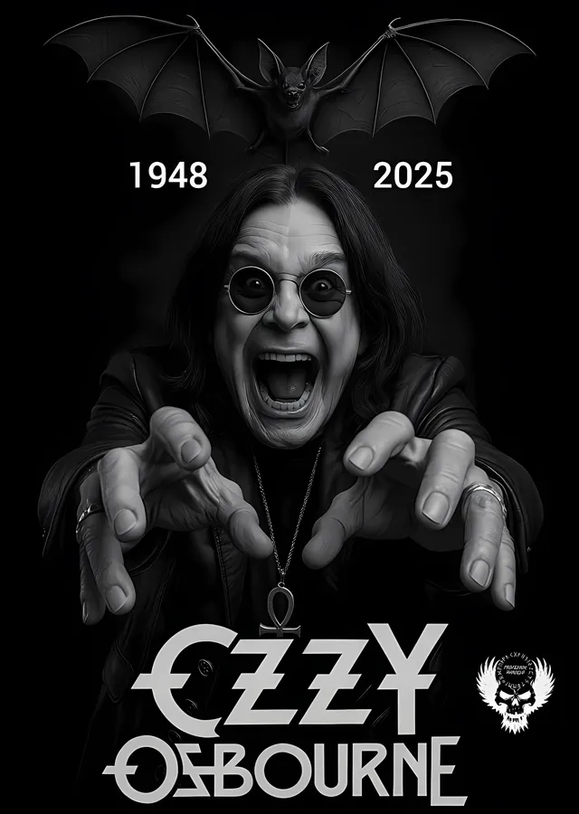 Ozzy Osbourne: 1948-2025 Anma Afişi metal tablo