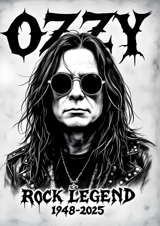 Ozzy Osbourne: Rock Legend 1948-2025 metal tablo