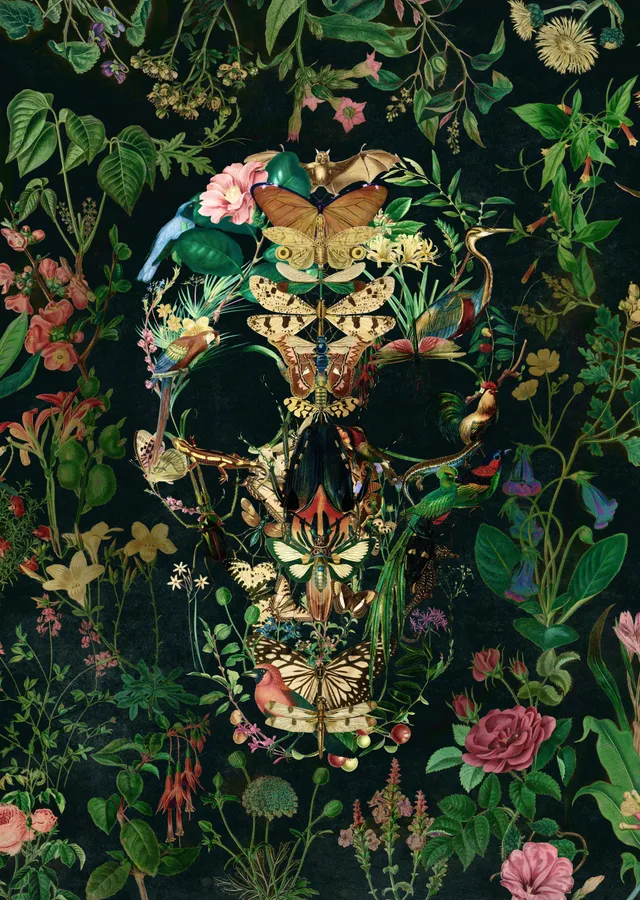 Papilion Skull metal tablo