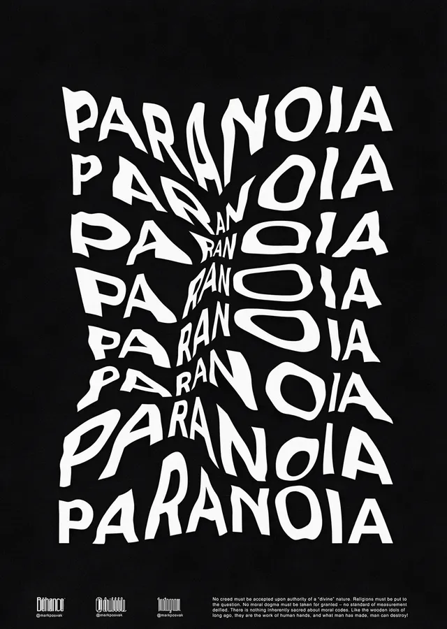 Paranoia Tekrar Tipografisi metal tablo