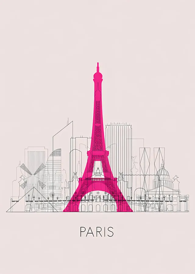 Paris - Çizgi Mimari metal tablo