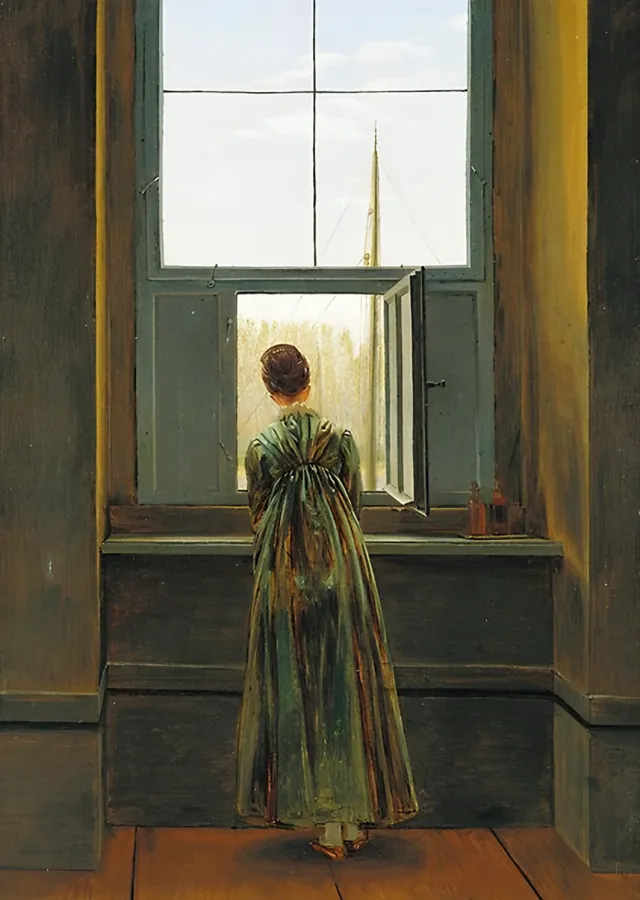Pencerede Kadın - Caspar David Friedrich metal tablo