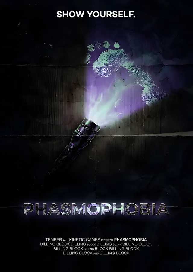 Phasmophobia: Karanlıkta Işıklı Ayak İzi metal tablo