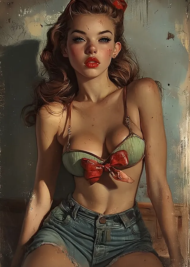 Pin-Up - Yeşil Fiyonk metal tablo