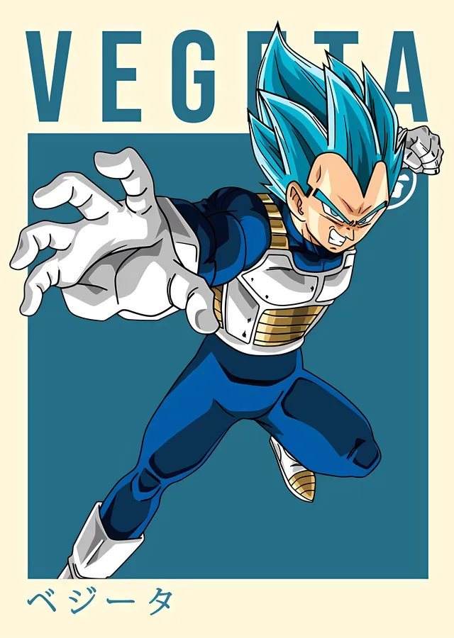 Vegeta: Süper Saiyan Dönüşümü - Lacivert ve Beyaz Zırhlı metal tablo