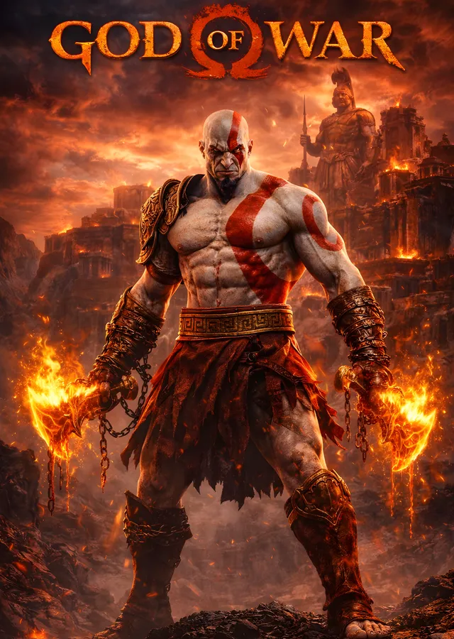 God of War: Alevli Kratos metal tablo