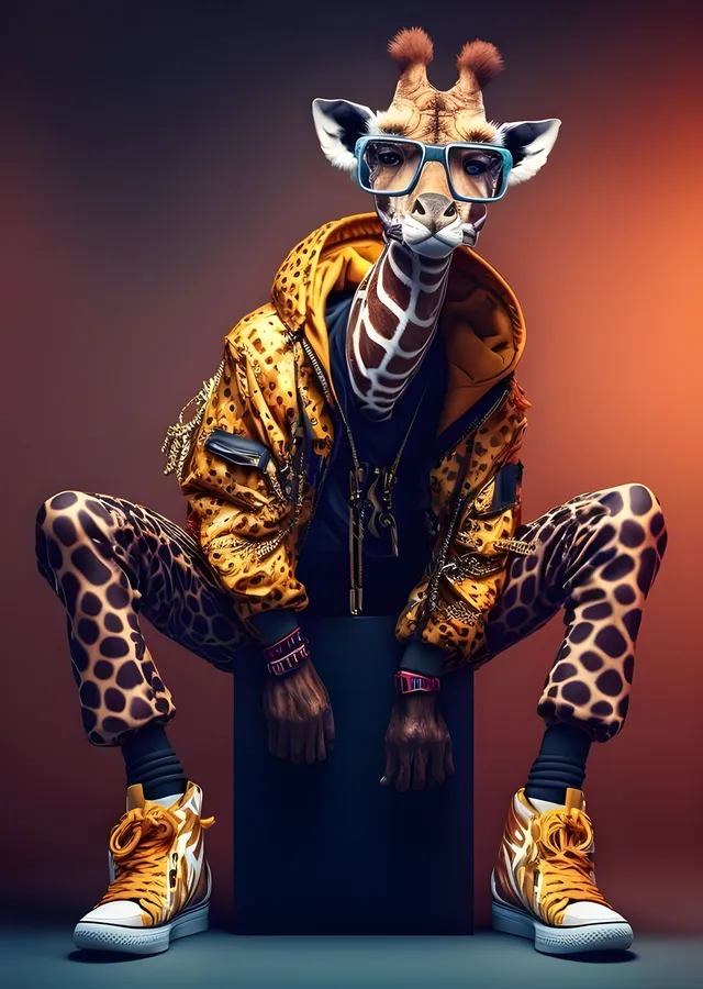 Leopar Ceketli Zürafa metal tablo