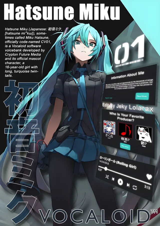 Hatsune Miku - Vocaloid CV01 metal tablo
