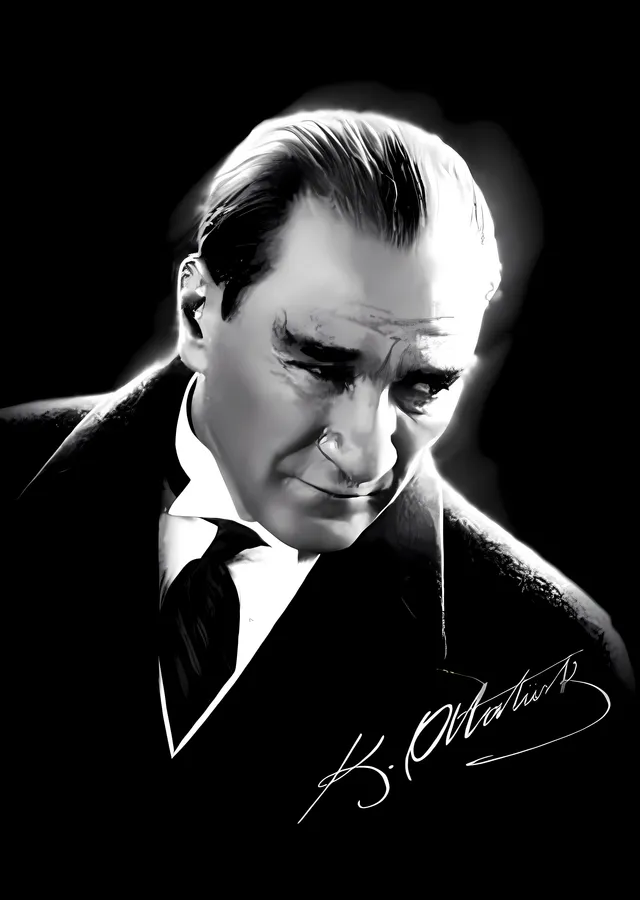Atatürk: Siyah Beyaz Portre metal tablo
