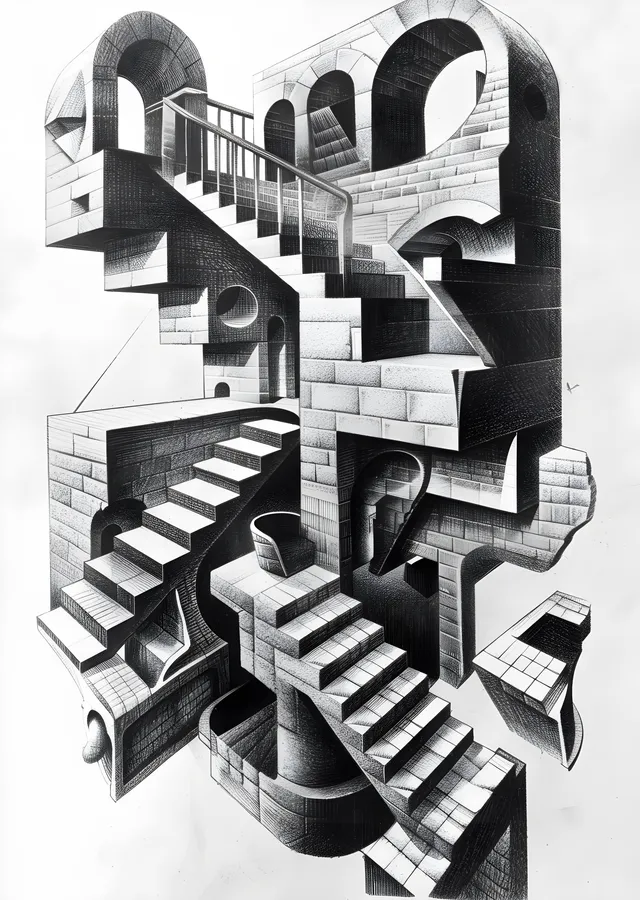 M.C. Escher: Görelilik metal tablo