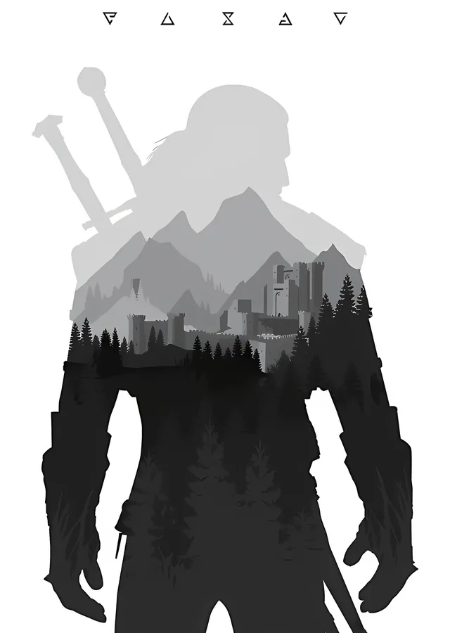 The Witcher: Beyaz Kurt Silueti metal tablo
