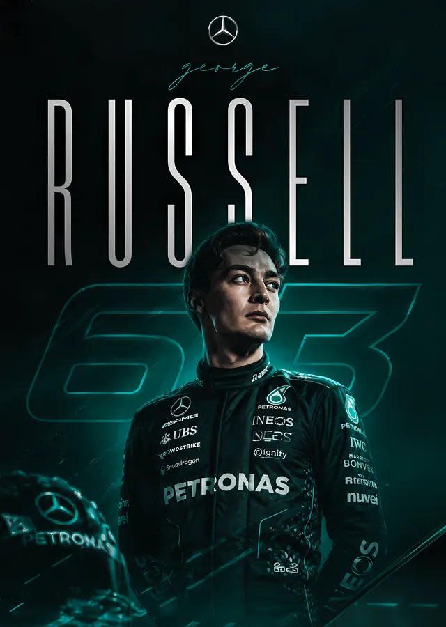George Russell: Mercedes Formula 1 metal tablo