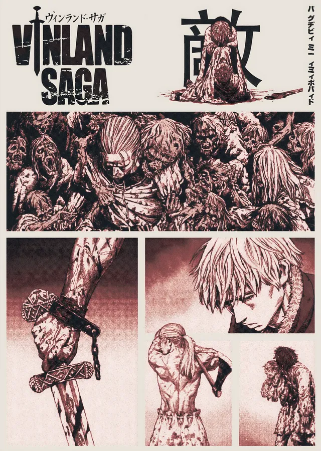 Vinland Saga - Kılıçlı Asker ve Zombi Sürüsü metal tablo