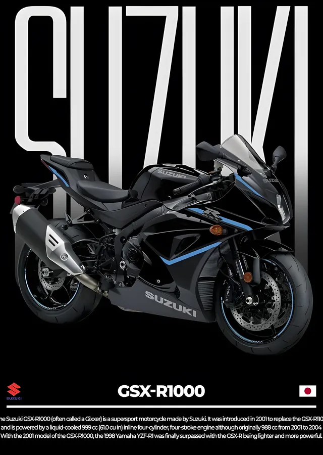Suzuki GSX-R1000 - Mavi Siyah metal tablo