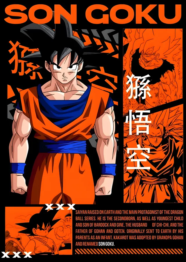 Son Goku: Süper Saiyan Dönüşümü - Turuncu ve Siyah Fonlu metal tablo
