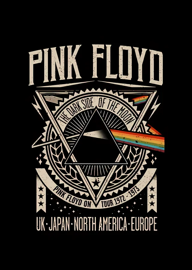 Pink Floyd: The Dark Side of the Moon - Siyah Arka Planlı metal tablo