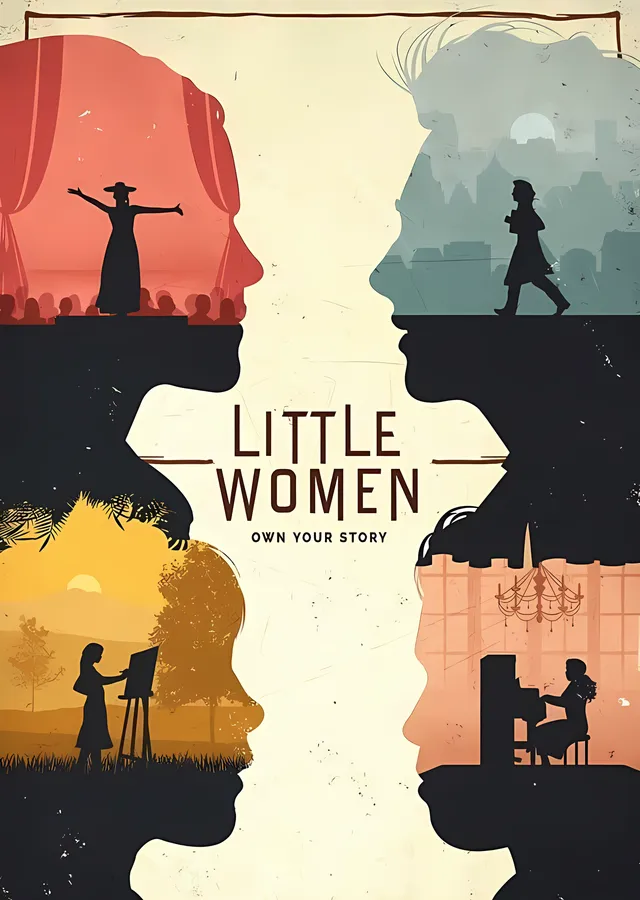 Little Women: Silüetli İllüstrasyon metal tablo