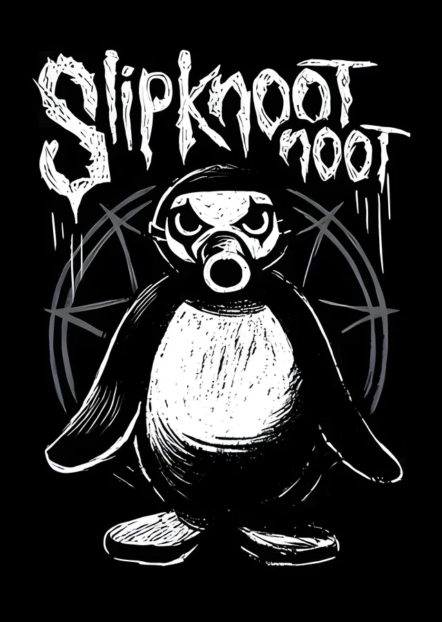 Slipknot x Pingu: Noot Noot metal tablo