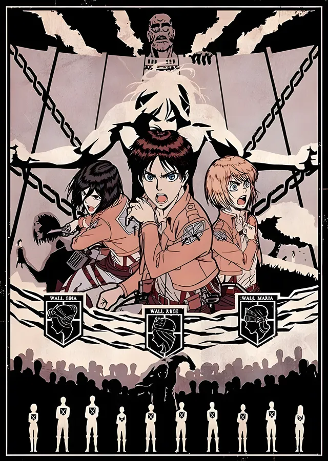 Attack on Titan - Karakterler metal tablo
