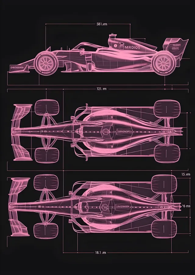 Formula 1 Aracı: Teknik Çizim metal tablo