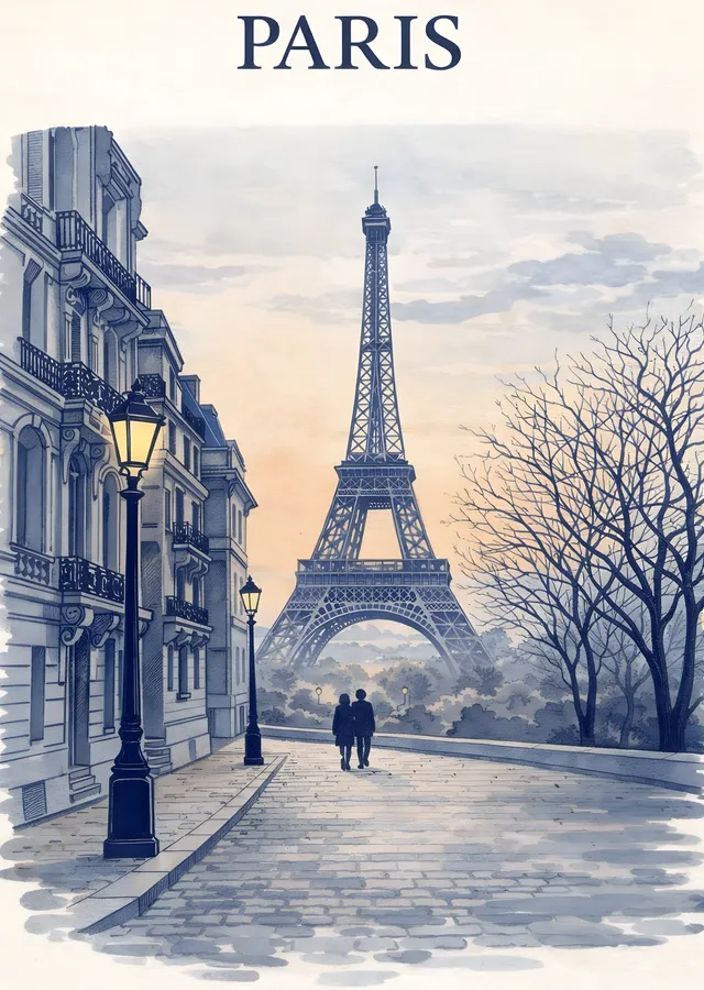 Paris: Eiffel Tower metal tablo
