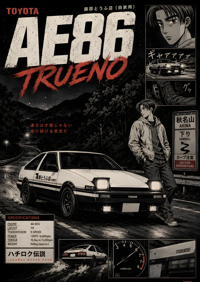 Initial D · Toyota AE86 Trueno metal tablo
