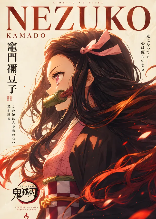 Nezuko Kamado: Bambu ve Alev metal tablo
