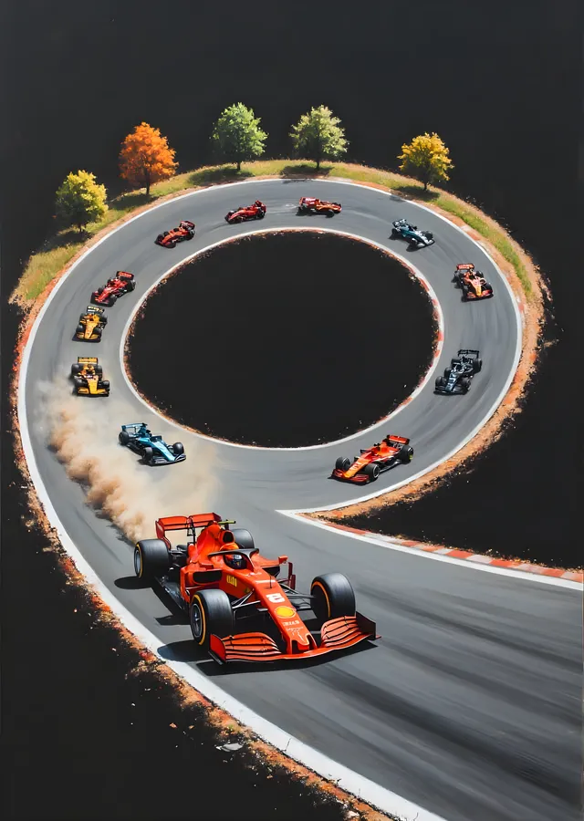 Formula 1 Yarışı: Virajda Hız metal tablo