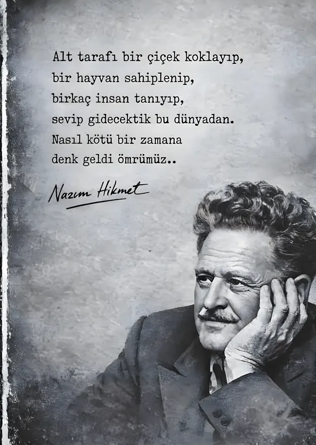 Nâzım Hikmet: Bir Çiçek Koklayıp metal tablo