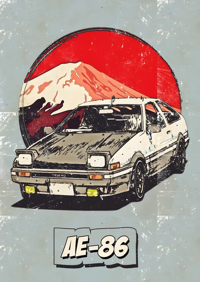Toyota AE86 - Kırmızı Güneş metal tablo