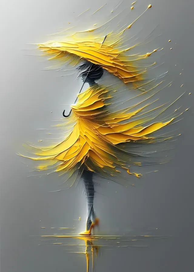Sarı Dans metal tablo