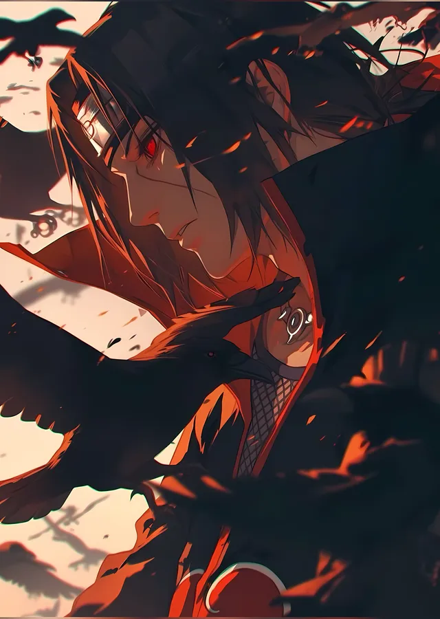 Naruto - Uchiha Itachi: Ateş ve Kuzgun metal tablo
