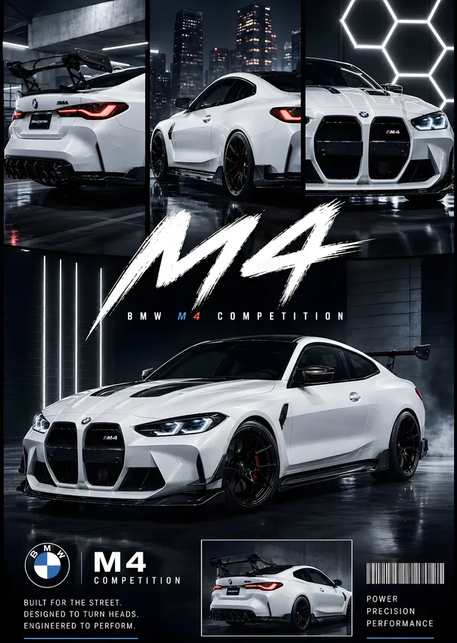 BMW M4 Competition: Gece Çekimi metal tablo