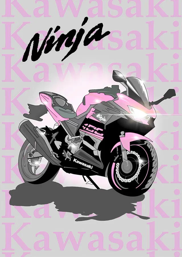Kawasaki Ninja - Pembe Zemin metal tablo