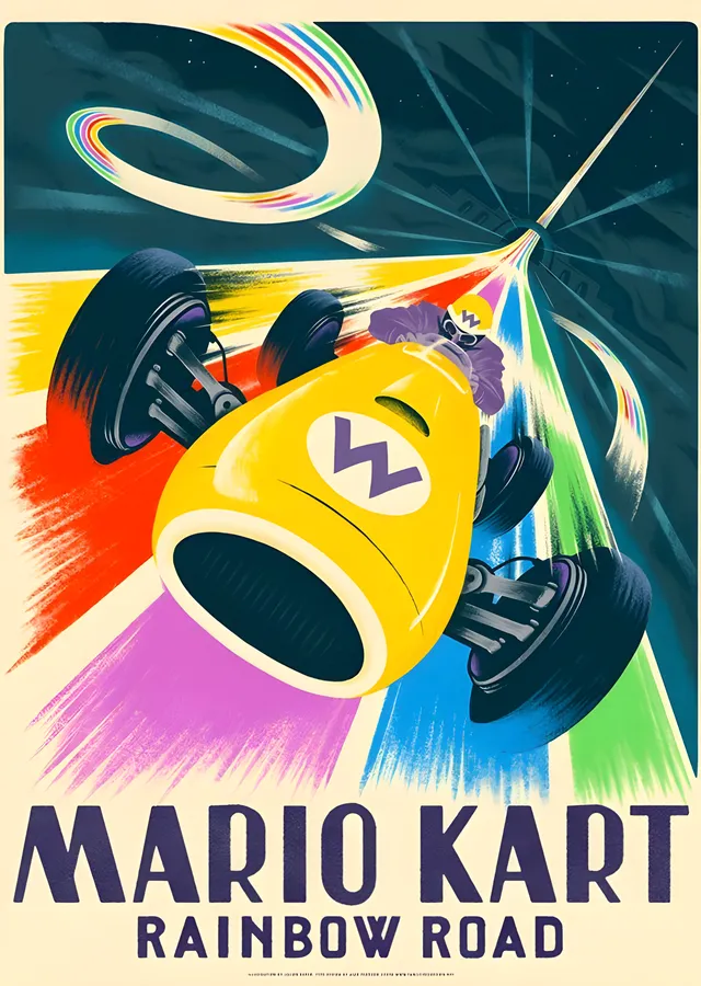 Mario Kart: Rainbow Road metal tablo