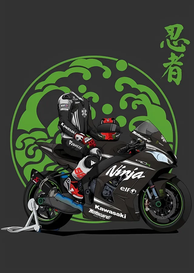 Kawasaki Ninja - Ninja Kanjisi metal tablo