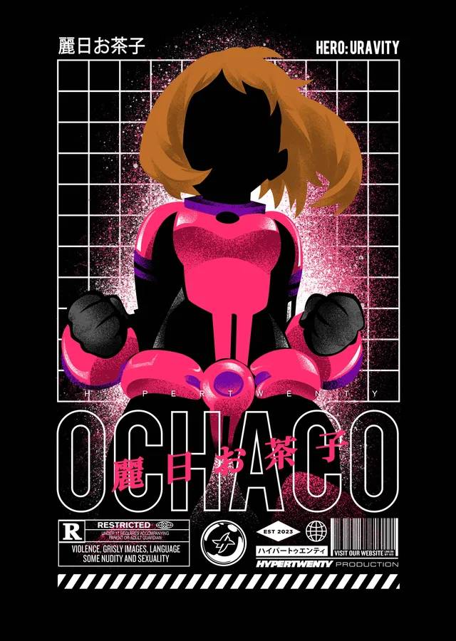 Uravity: Ochaco Uraraka · Pembe Silüet metal tablo