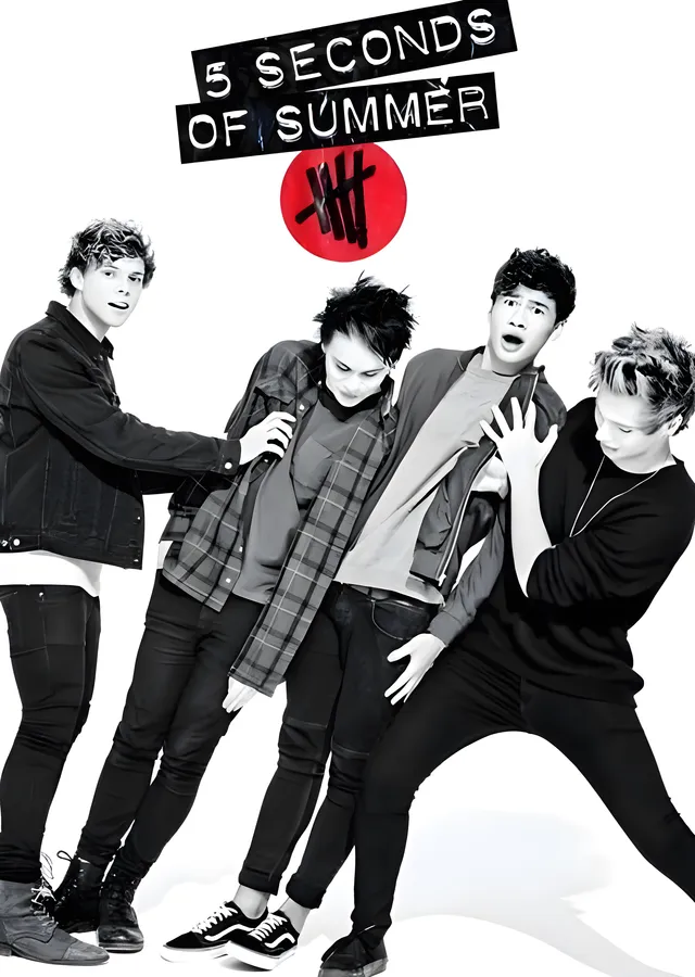 5 Seconds of Summer - Siyah Beyaz Grup Karesi metal tablo