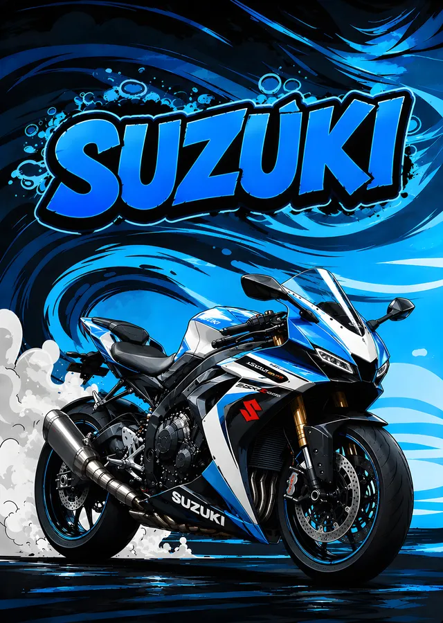 Suzuki GSX-R - Mavi Grafiti metal tablo