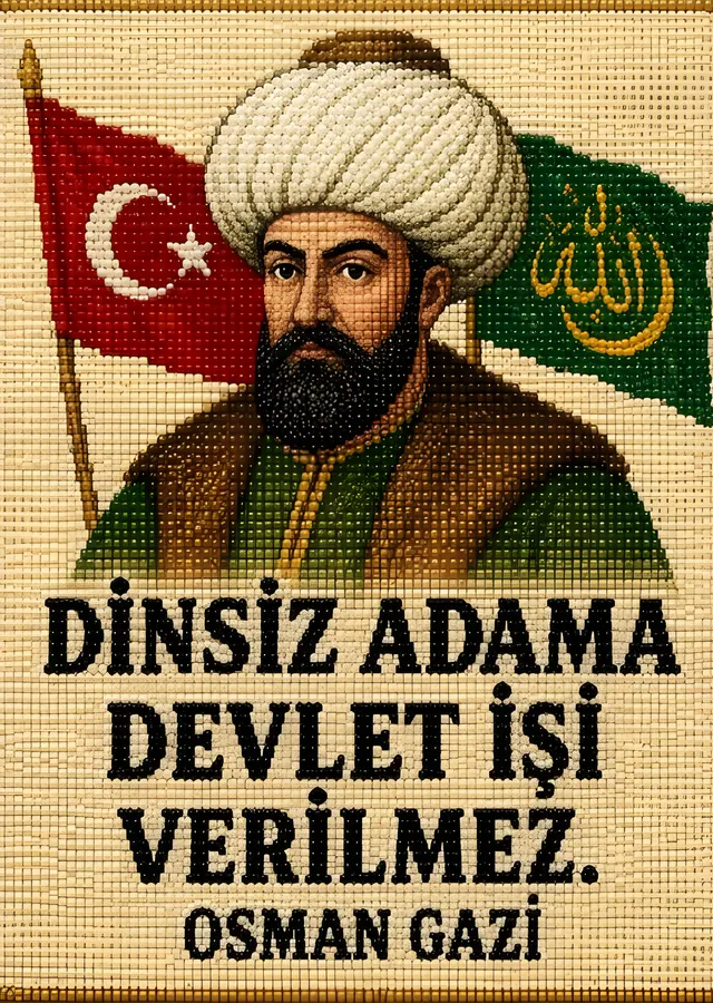 Osman Gazi: Dinsiz Adama Devlet İşi Verilmez metal tablo