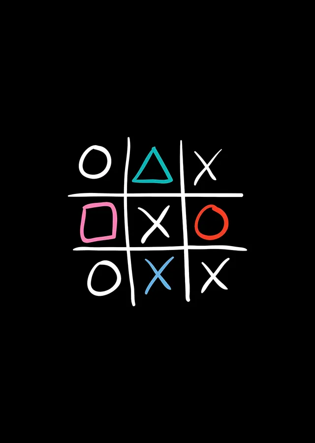 Tic-Tac-Toe Oyunu: Beyaz Taşlarla Siyah Arka Plan metal tablo