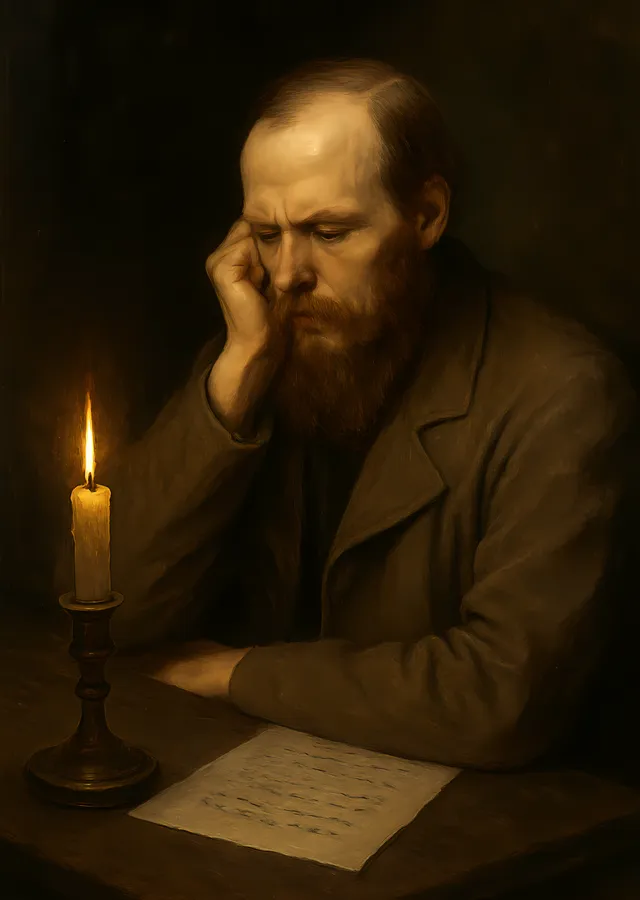 Dostoevsky: Derin Düşünceler ve Gece Çalışmaları metal tablo