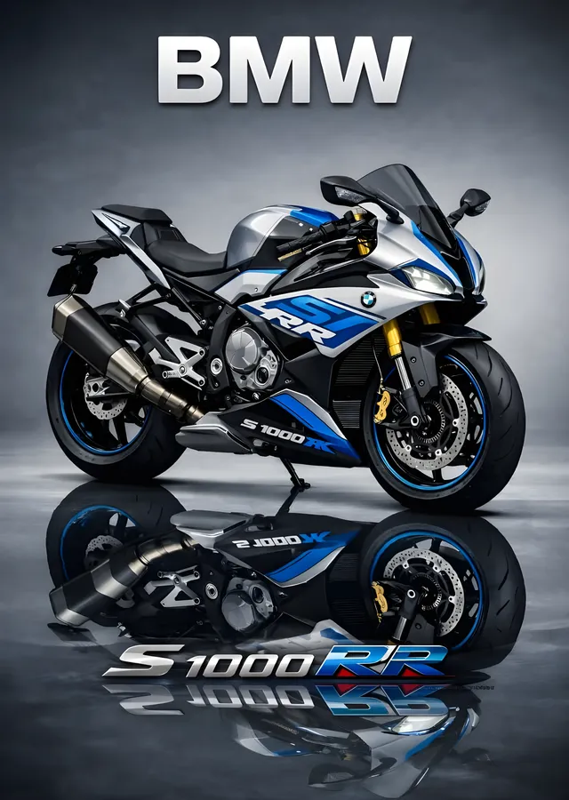 BMW S 1000 RR - Yansımalı Zemin metal tablo