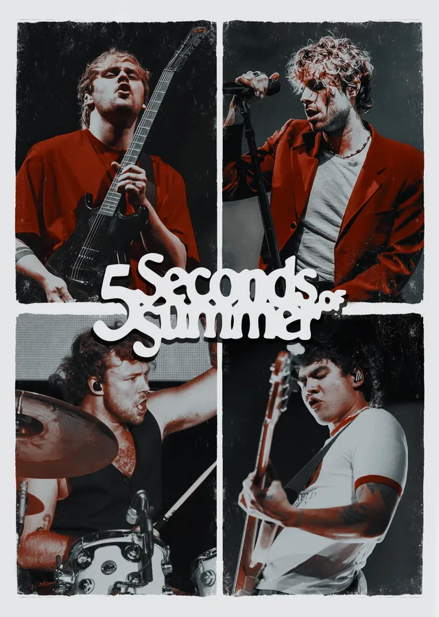 5 Seconds of Summer - Sahne Kareleri Kolajı metal tablo