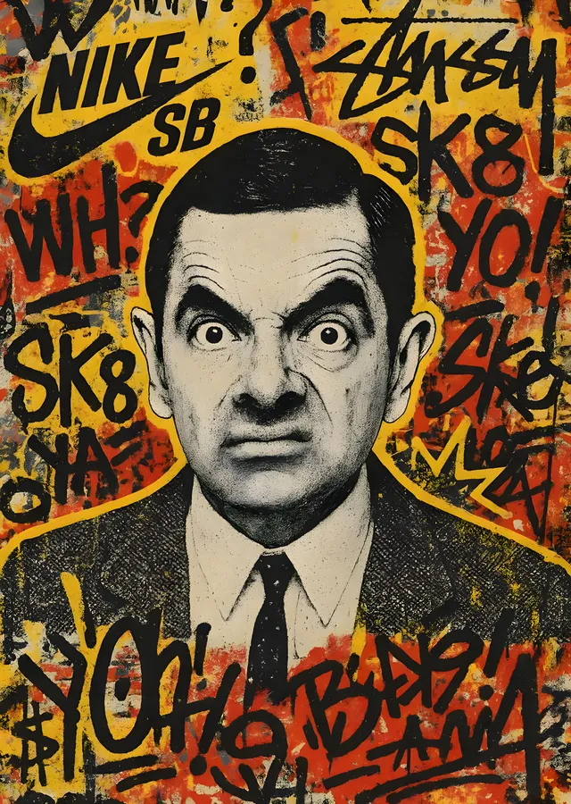 Mr. Bean Grafiti Stili metal tablo
