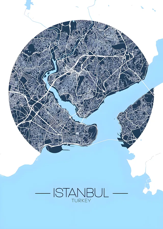 İstanbul City Map metal tablo