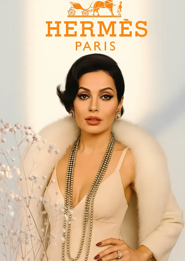 Türkan Şoray - Hermès Paris metal tablo
