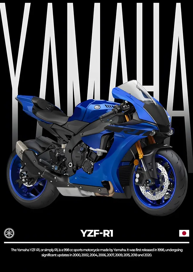 Yamaha YZF-R1 - Mavi Yarış Renkleri metal tablo
