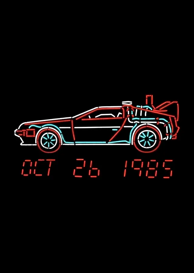 Back to the Future - DeLorean Neon metal tablo